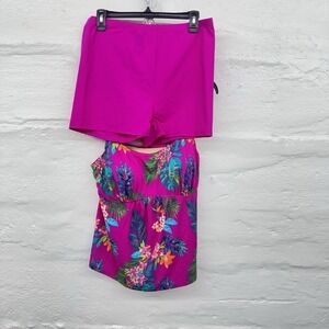 Swimsuit For All Tankini Tropical Floral Adjustable Straps 16W By Kim Gravel New